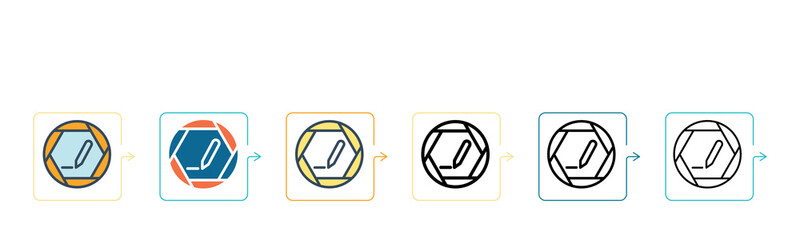 Signing vector icon in 6 different modern styles. Black, two colored signing icons designed in filled, outline, line and stroke style. Vector illustration can be used for web, mobile, ui