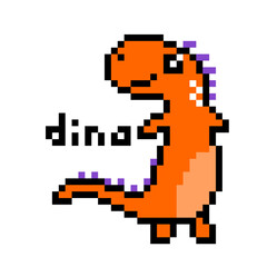 8 bit Pixel dinosaur image. Tyrannosaurus in Vector Illustration of pixel art.