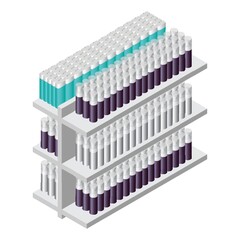 racks with spray bottles