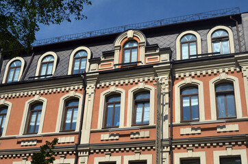 Historical area early morning at spring. Downtown.  Kiev