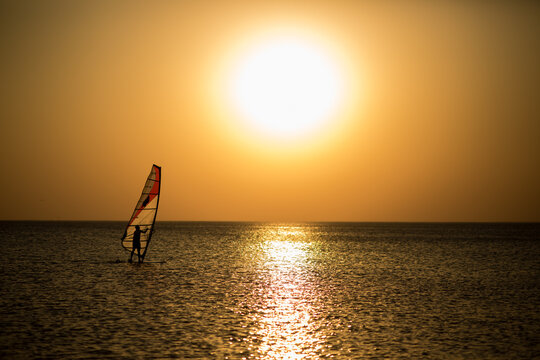 Windsurf Silhouettes sunst time black sea summer