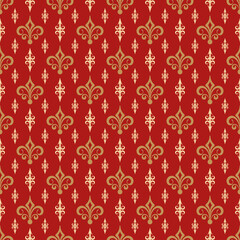 Seamless vintage pattern, decorative texture, Royal background pattern. Red, rusty and gold colors. Good for textiles, fabric, wallpaper, wrapping paper. Vector image