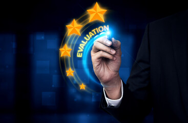 Customer review satisfaction feedback survey concept. User give rating to service experience on...