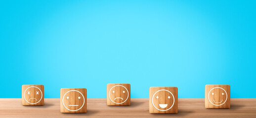 Customer review satisfaction feedback survey concept. User give rating to service experience on...