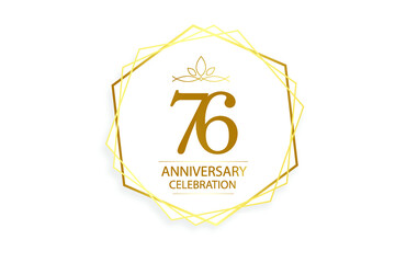 76 year anniversary, minimalist logo. Gold  vector illustration on white background - vector