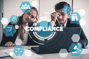 Compliance rule law and regulation graphic interface for business quality policy planning to meet...
