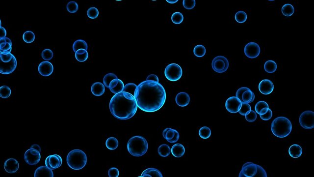 Crystal blue bubbles in black background.
Abstract of air bubbles floating up endlessly. 