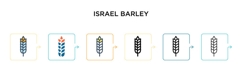Israel barley vector icon in 6 different modern styles. Black, two colored israel barley icons designed in filled, outline, line and stroke style. Vector illustration can be used for web, mobile, ui