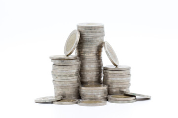 Old coins on a white background