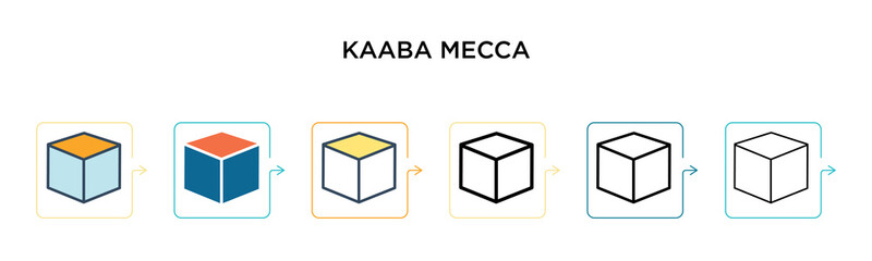 Kaaba mecca vector icon in 6 different modern styles. Black, two colored kaaba mecca icons designed in filled, outline, line and stroke style. Vector illustration can be used for web, mobile, ui