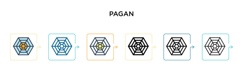 Fototapeta premium Pagan vector icon in 6 different modern styles. Black, two colored pagan icons designed in filled, outline, line and stroke style. Vector illustration can be used for web, mobile, ui