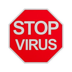 sign stop virus on white background. Isolated 3D illustration