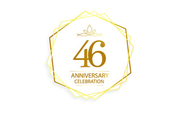 46 year anniversary, minimalist logo. Gold  vector illustration on white background - vector