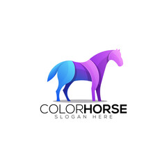 Colorful Horse Logo design vector template. Mustang Logo. Unicorn Logo template