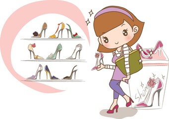 girl shopping for new shoes