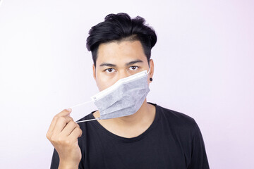 Health, safety and pandemic concepts - Men with masks, medical masks to protect against viruses.