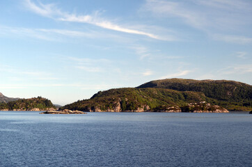 Tourism vacation and travel. On the board of Flam - Bergen ferry. Sognefjord, Norway, Scandinavia.