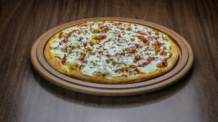 Pizza de bacon com requeijão