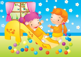 kids playing on slide