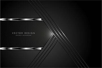   Dark metal abstract background of back and silver technology concept vector illustration. 