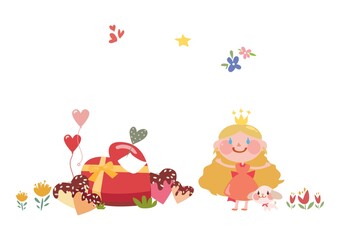 girl looking at her heart shaped gift