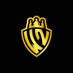 WN monogram logo with shield and crown style design template