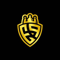 EP monogram logo with shield and crown style design template