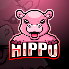 Hippo mascot esport logo design