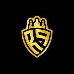 RP monogram logo with shield and crown style design template