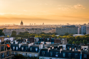 Paris skyline during a beautiful sunrise morning, France