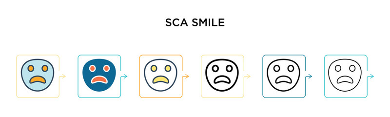 Scared smile vector icon in 6 different modern styles. Black, two colored scared smile icons designed in filled, outline, line and stroke style. Vector illustration can be used for web, mobile, ui
