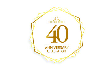 40 year anniversary, minimalist logo. Gold  vector illustration on white background - vector
