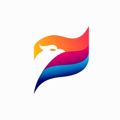 eagle with flag vector logo