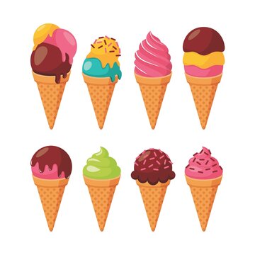 Ice cream cone vector pack illustration 