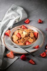 Trendy food - pancake cereals with strawberry
