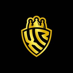 XR monogram logo with shield and crown style design template