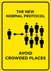 Vector Poster: The New Normal Protocol, Avoid Crowded Places