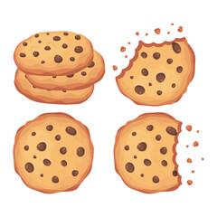 Chocolate chips cookies vector pack illustration