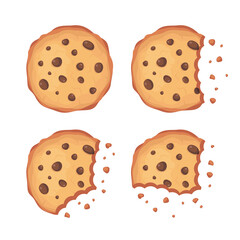 Chocolate chips cookies vector pack illustration