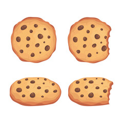 Chocolate chips cookies vector pack illustration