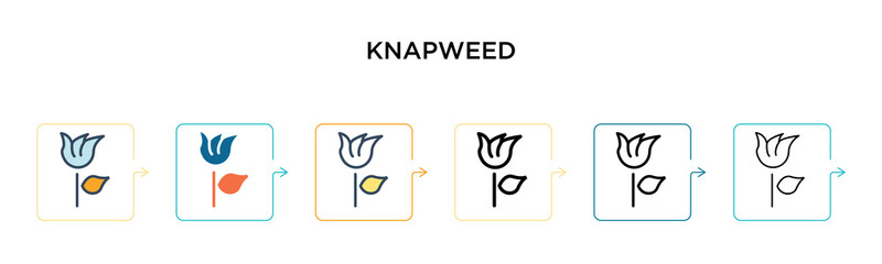 Knapweed vector icon in 6 different modern styles. Black, two colored knapweed icons designed in filled, outline, line and stroke style. Vector illustration can be used for web, mobile, ui