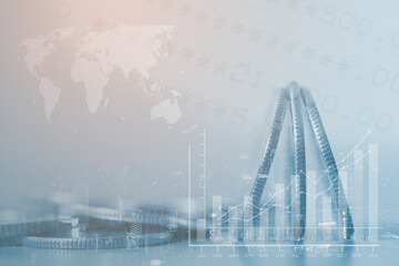 World currency with financial graph and economic growth for business background
