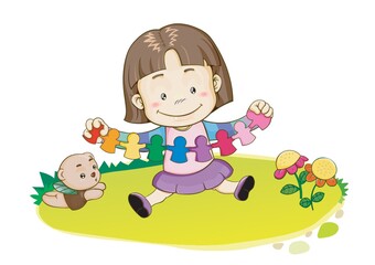 girl playing with paper craft