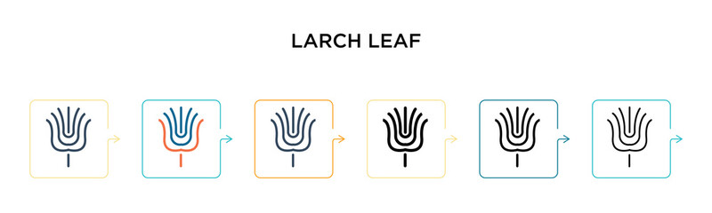 Larch leaf vector icon in 6 different modern styles. Black, two colored larch leaf icons designed in filled, outline, line and stroke style. Vector illustration can be used for web, mobile, ui