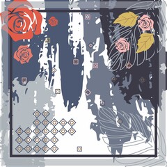 Beautiful hijab scarf pattern with floral and leaf designs