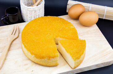 An original Thai cake made from egg yolks, sweet coconut milk and brown sugar called 