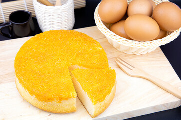 An original Thai cake made from egg yolks, sweet coconut milk and brown sugar called 