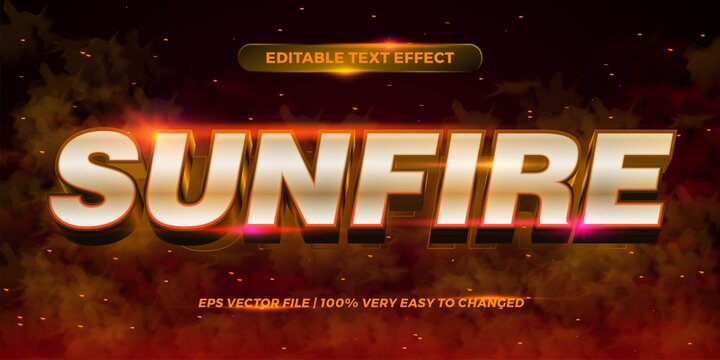 Editable Text Effect - Sun Fire Words Text Style Mockup Concept Smoke Background