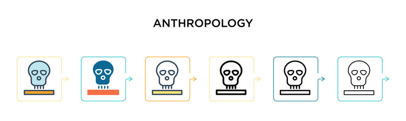 Anthropology vector icon in 6 different modern styles. Black, two colored anthropology icons designed in filled, outline, line and stroke style. Vector illustration can be used for web, mobile, ui