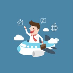 businessman traveling in an aeroplane